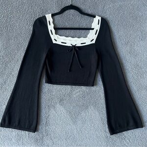 Chic Black and White Women's Crop Top